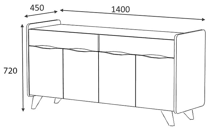 Μπουφές μελαμίνης Sila Megapap χρώμα ανθρακί 140x45x77εκ. - GP028-0050,3 - GP028-0050,3