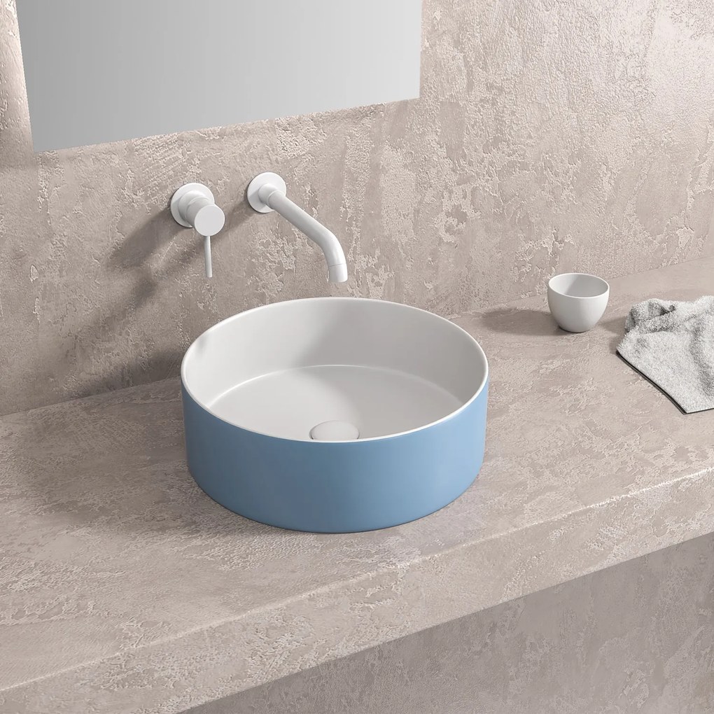 KARAG  LT BASINS Νιπτήρας επικαθήμενος White-Azzuro Matt LT M3134-BLW KARAG Ø35,5x12cm KARAG-5206836686028