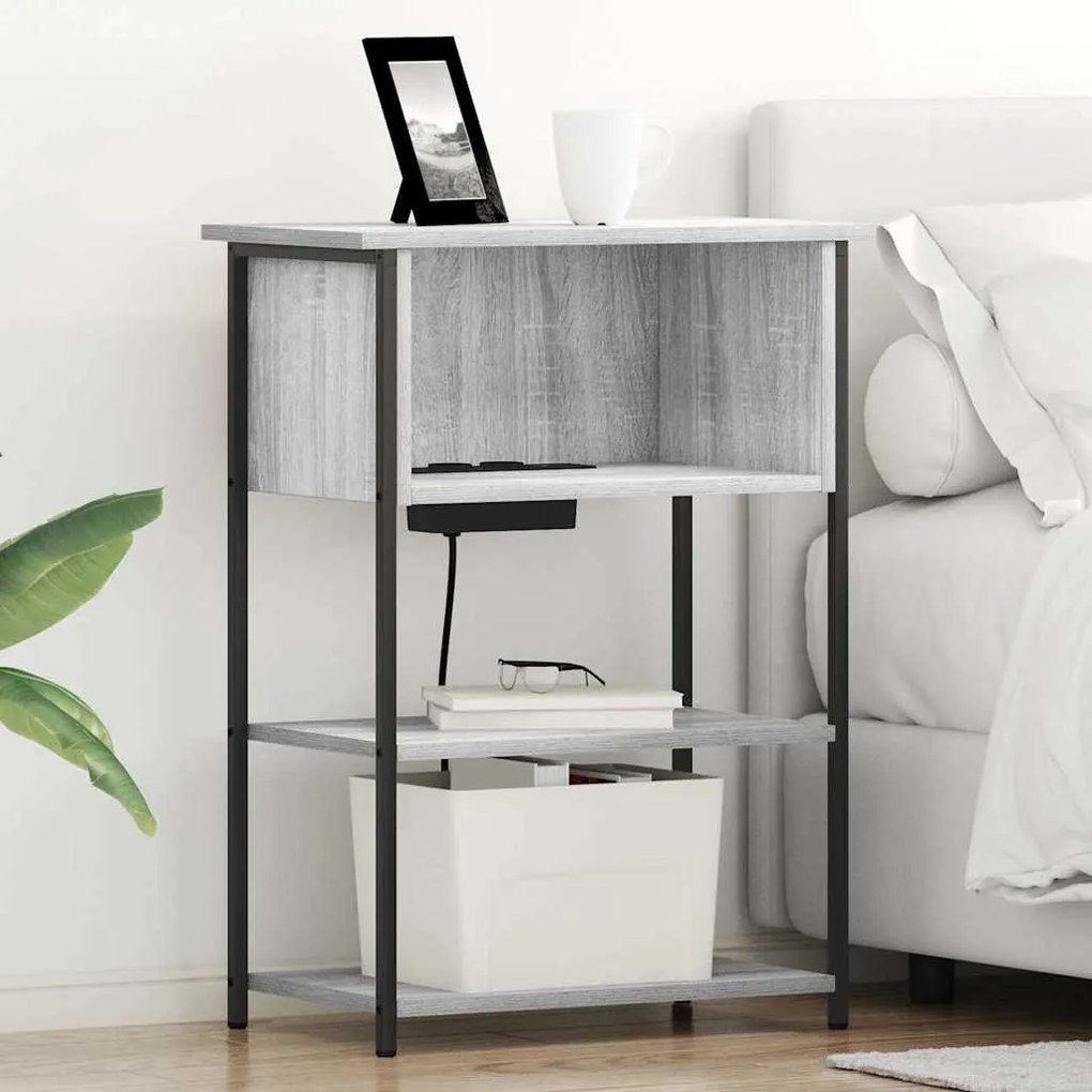 Κομοδίνο Γκρίζο Σονομα 55 x 31 x 76 εκ Επεξεργασμένο ξύλο