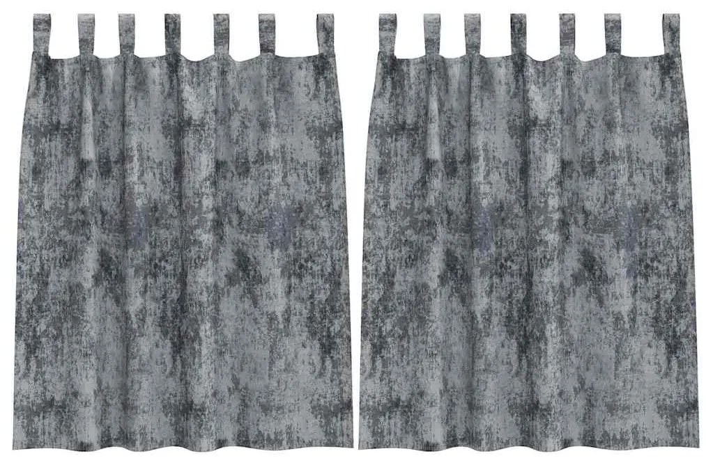 vidaXL Κουρτίνα με κουρτίνες 2 pcs Ασημί Γκρι 140 x 140 cm Βελούδο