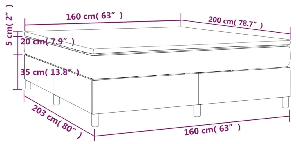 Κρεβάτι Boxspring με Στρώμα Taupe 160x200 εκ. Υφασμάτινο - Μπεζ-Γκρι