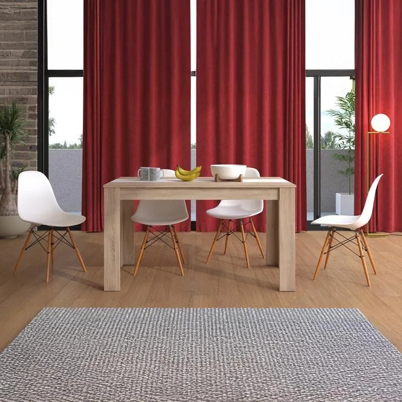 Τραπέζι Τραπεζαρίας DOMUS 135 Sonoma Oak - Λευκό 135x81x75εκ. 135x81x75 εκ.