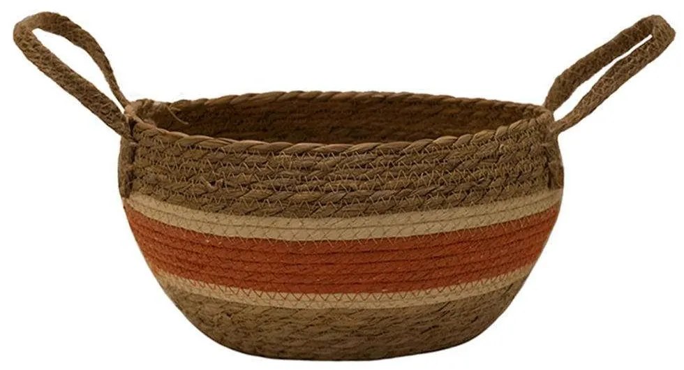 Καλάθι Ψάθινο 00.06.61096 Φ28x17cm Natural-Red Mat