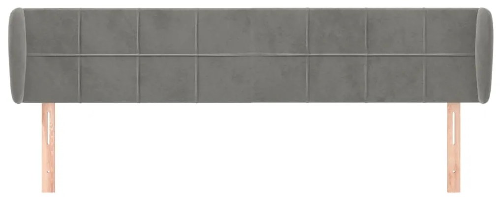 Κεφαλάρι με Πτερύγια Ανοιχτό Γκρι 183x23x78/88 εκ. Βελούδινο 3117204