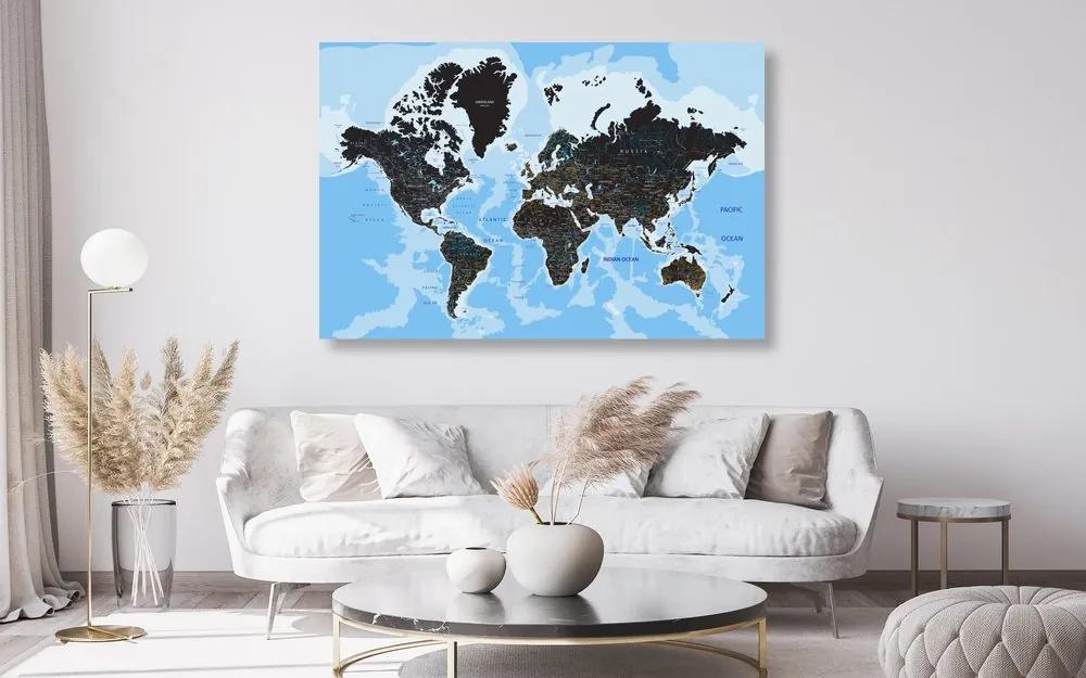 Εικόνα στο φελλό ενός σύγχρονου παγκόσμιου χάρτη - 90x60  flags