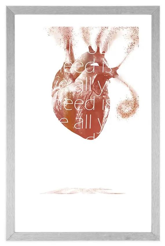 Αφίσα με παρπαστού Καρδιά με γνωμικό - 20x30 silver