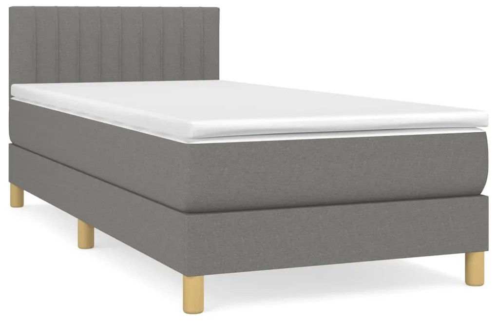 vidaXL Κρεβάτι Boxspring με Στρώμα Σκούρο Γκρι 100x200 εκ. Υφασμάτινο