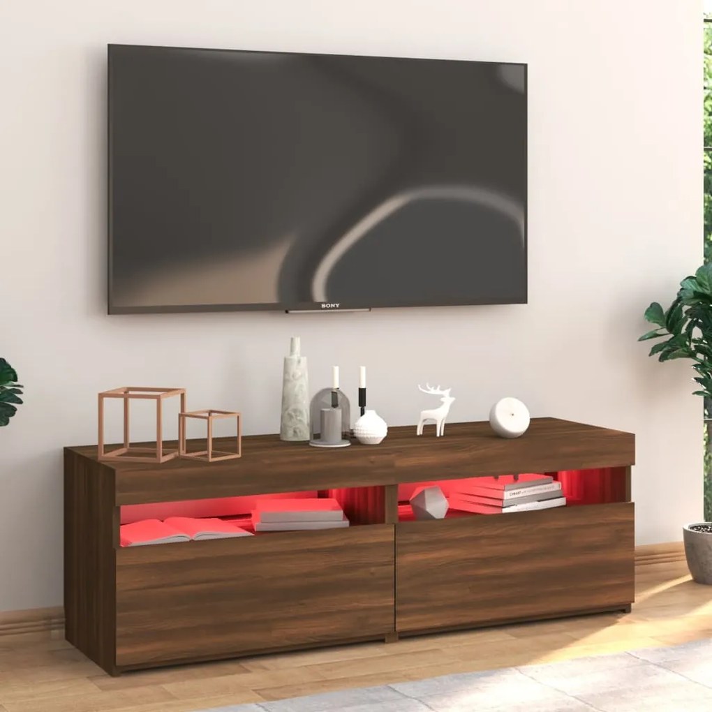 Έπιπλο Τηλεόρασης με LED Καφέ Δρυς 120x35x40 εκ. 815674