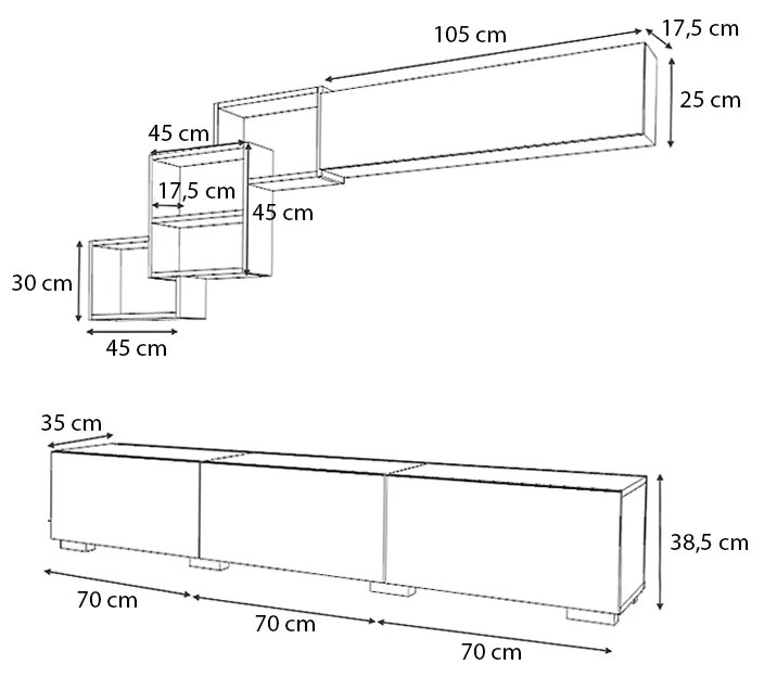 ΣΥΝΘΕΣΗ ΤΗΛΕΟΡΑΣΗΣ FREE MEGAPAP ΧΡΩΜΑ ΛΕΥΚΟ - SONOMA 210X35X38ΕΚ.