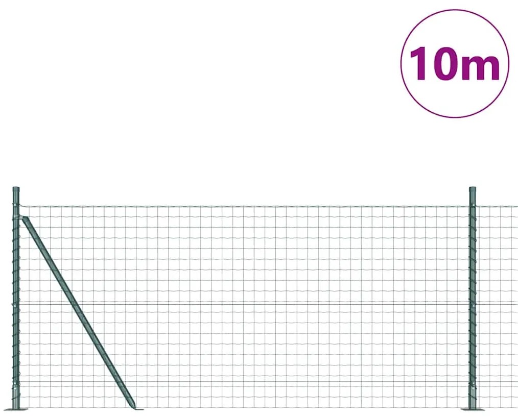 vidaXL Φράχτης με Στήλες. Πράσινο 1 x 10 m Ατσάλι