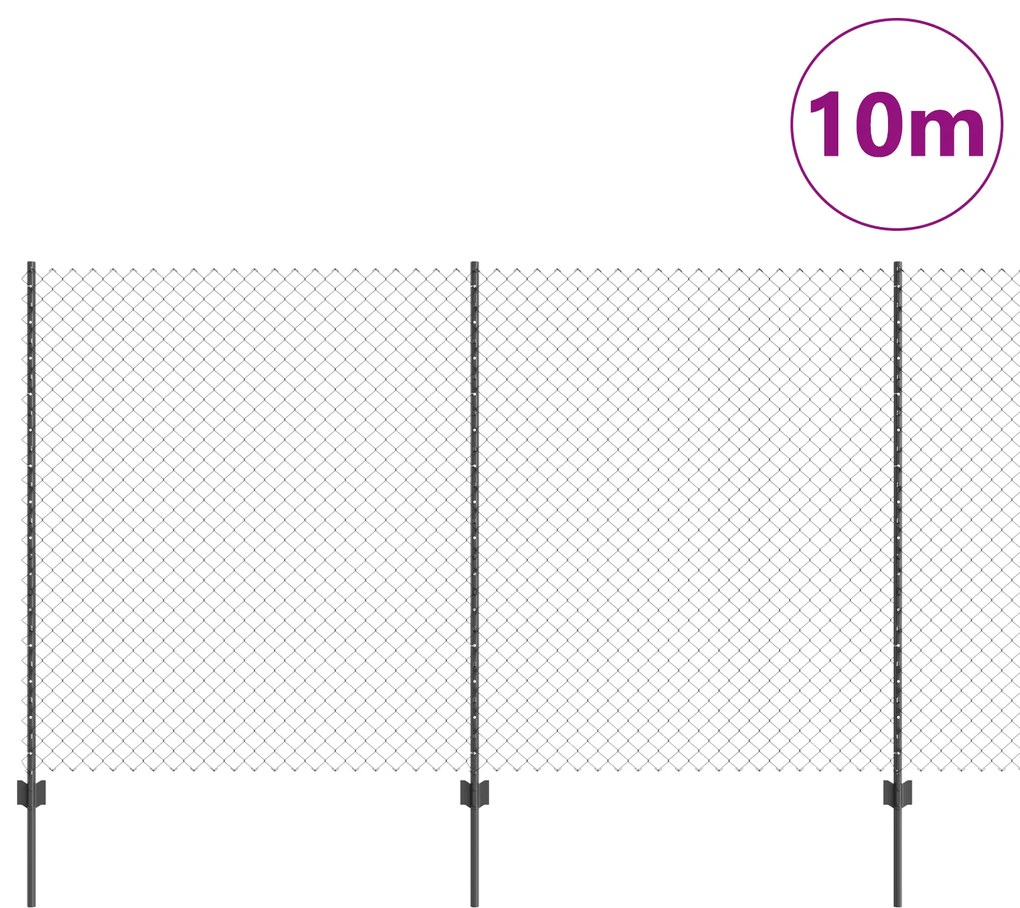 vidaXL Φράκτης Chain Link με 20 U Posts Γκρι 1.4x10 μ Ατσάλι