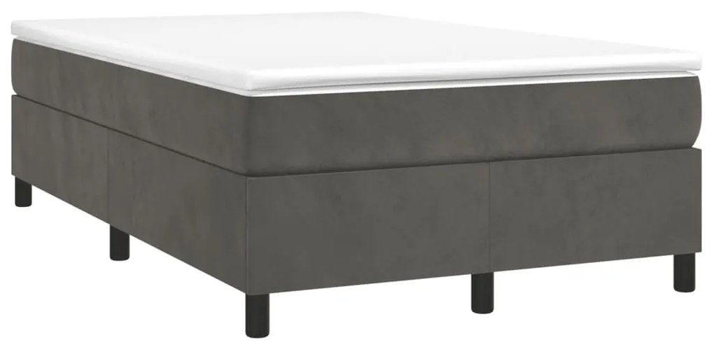 vidaXL Κρεβάτι Boxspring με Στρώμα Σκούρο Γκρι 120x190 εκ. Βελούδινο