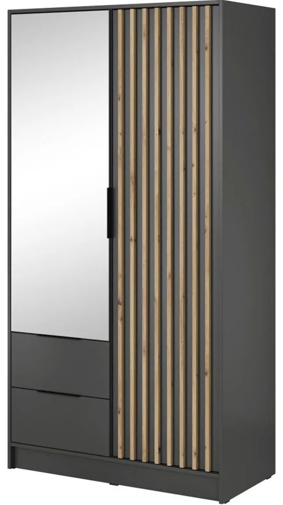 Nτουλάπα Δίφυλλη Nelly 24_2Dm_grf Με Καθρέπτη 105x51x200cm Graphite Δίφυλλη