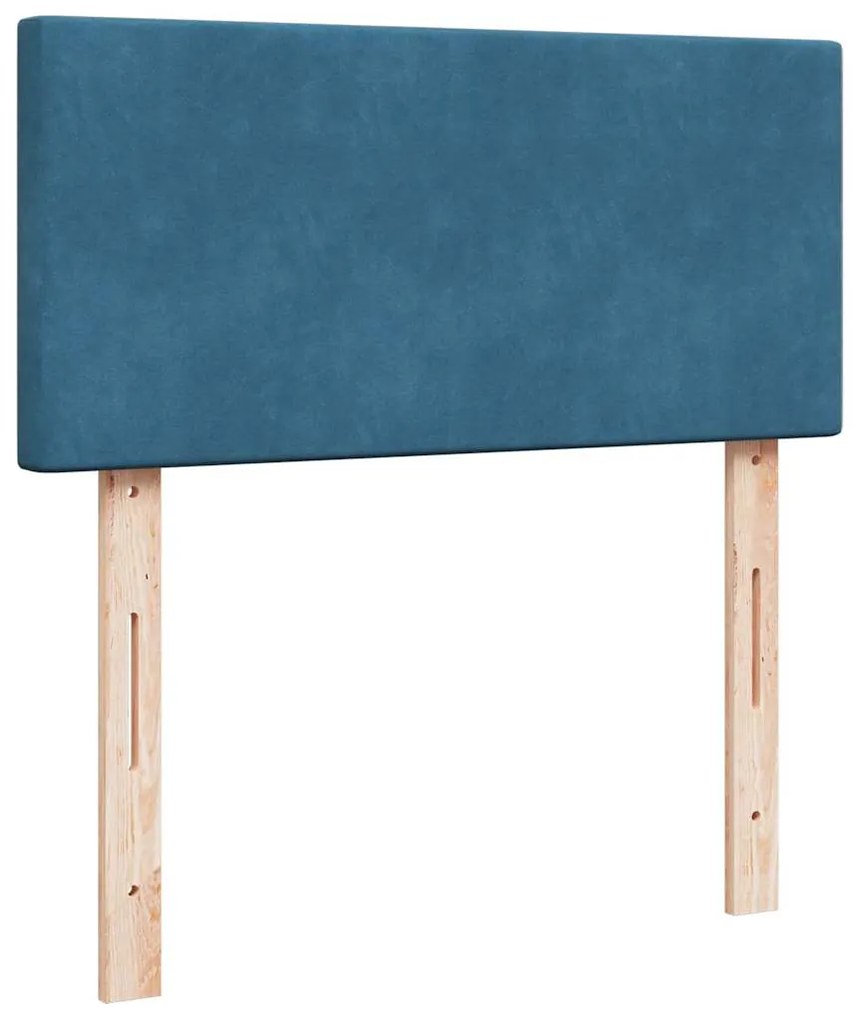 vidaXL Κρεβάτι Boxspring με Στρώμα Μπλε 100x200 εκ. Βελούδινο