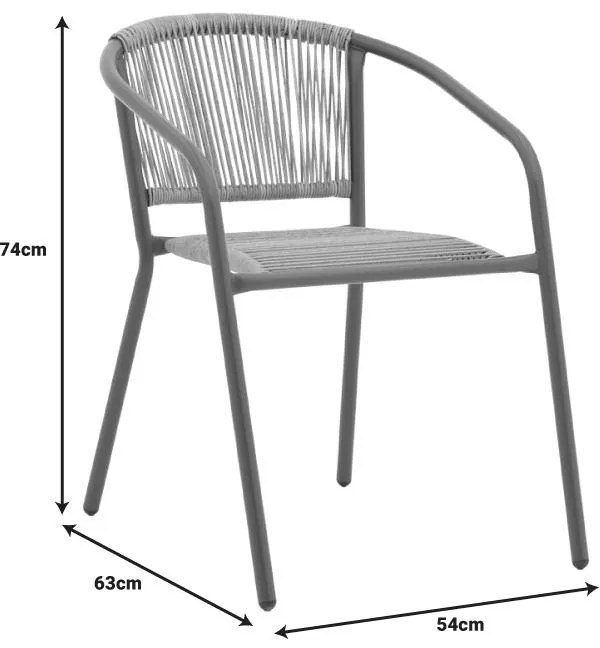 Καρέκλα Lindaria στοιβαζόμενη μέταλλο-pe rattan ανθρακί 54x63x74 εκ. 54x63x74 εκ.