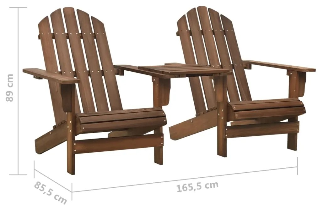 vidaXL Καρέκλες Κήπου Adirondack με Τραπέζι Καφέ από Μασίφ Ξύλο Ελάτης