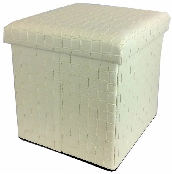 Σκαμπό Με Αποθηκευτικό Χώρο Μπεζ Δέρμα 38x38x38cm - 06510277 - 06510277