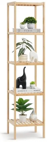 VEVOR Corner Standing Bookshelf 5-Tier Bamboo Ladder Narrow Shelf Plant Stand