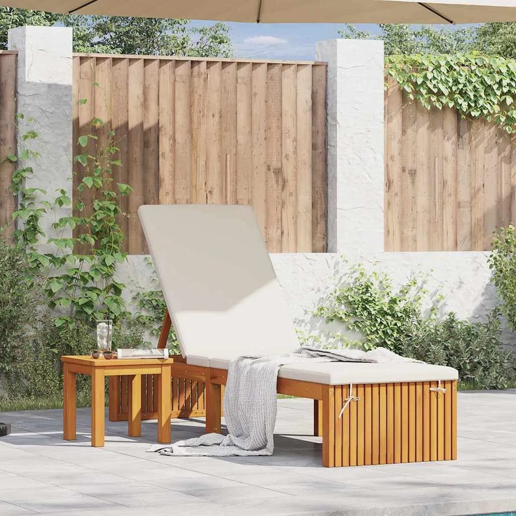 Ξαπλώστρα με μαξιλάρι Καφέ 55 x 200 x 94cm Μασίφ ξύλο ακακίας