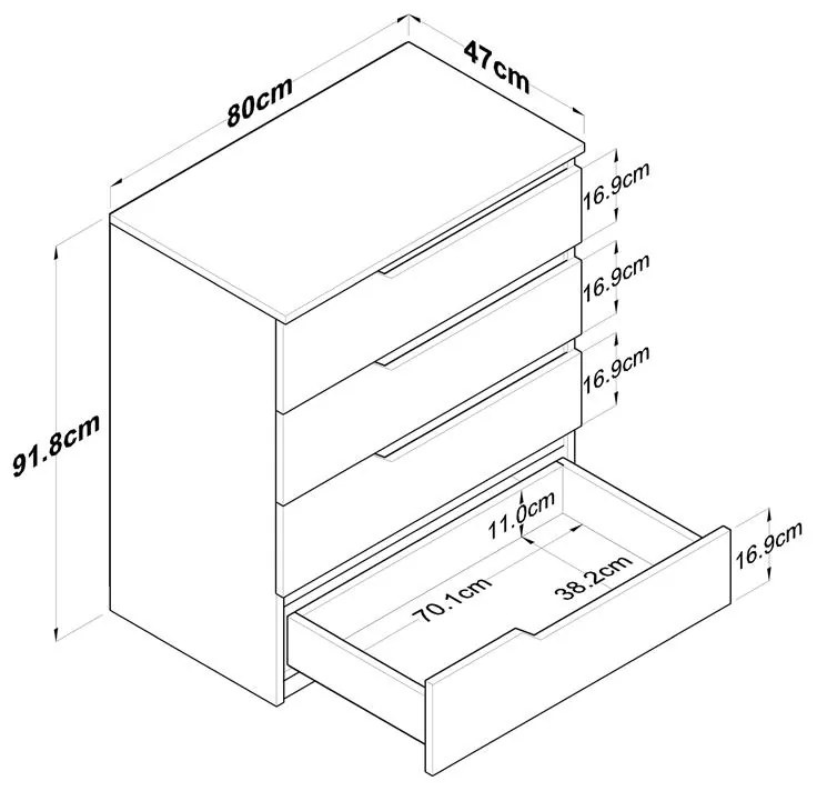 Συρταριέρα Verena λευκό-καρυδί 80x47x92εκ