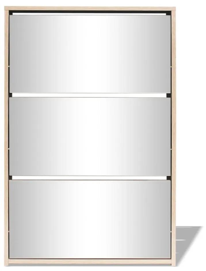 vidaXL Παπουτσοθήκη Καθρέφτης 3 Επιπέδων Χρώμα Δρυς 63 x 17 x 102,5 εκ