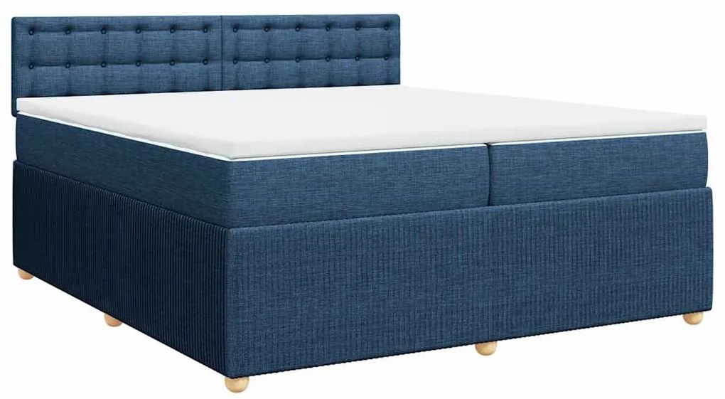 vidaXL Κρεβάτι Boxspring με Στρώμα Μπλε 200x200 εκ. Υφασμάτινο