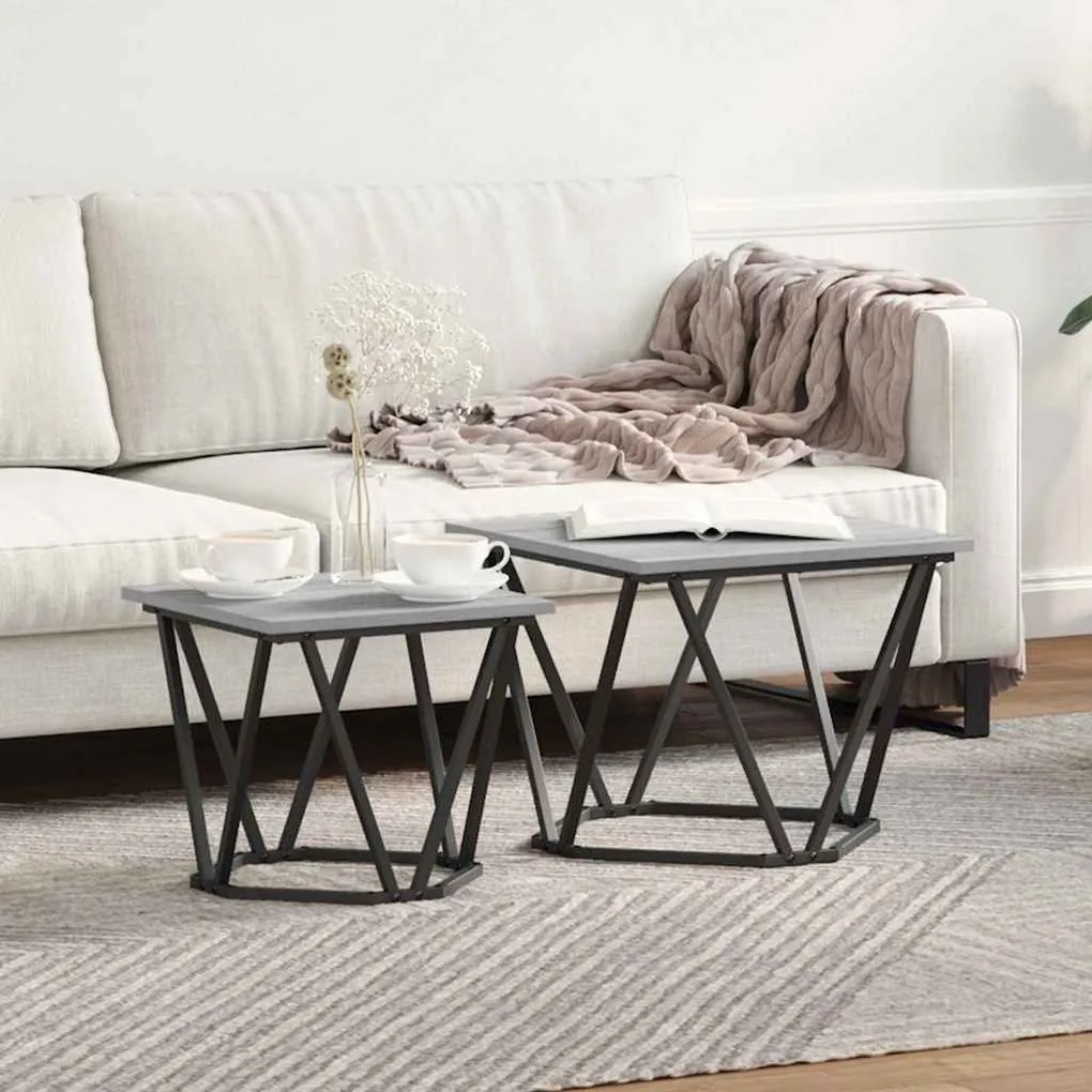 vidaXL Σετ βοηθητικά τραπεζάκια 2 pcs Γκρι sonoma 50 x 50 x 40 cm