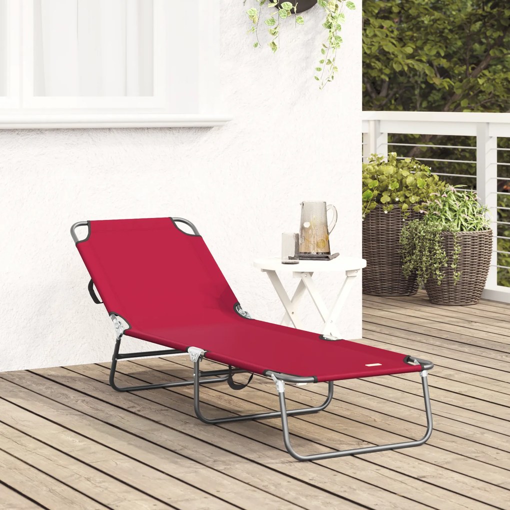 vidaXL Πτυσσόμενη Ξαπλώστρα Φορητή Κόκκινη 600D Oxford Fabric