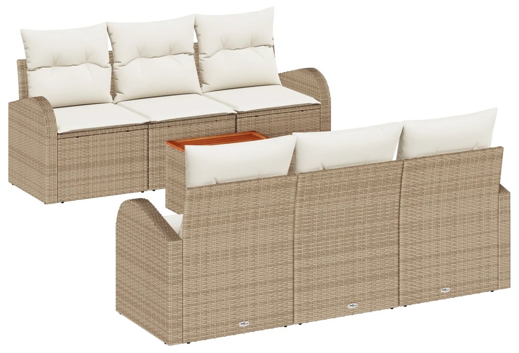vidaXL Σετ Καναπέ Κήπου 7 pcs Beige, λευκό Μεσαίο