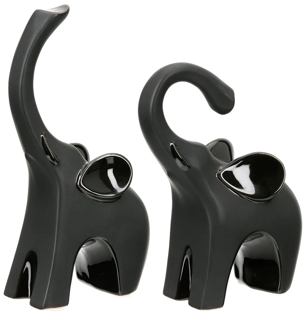 Sculpture Elephant Ceramic Black 2 Assorted 9X6X17Cm 9X6X17Cm-05161434