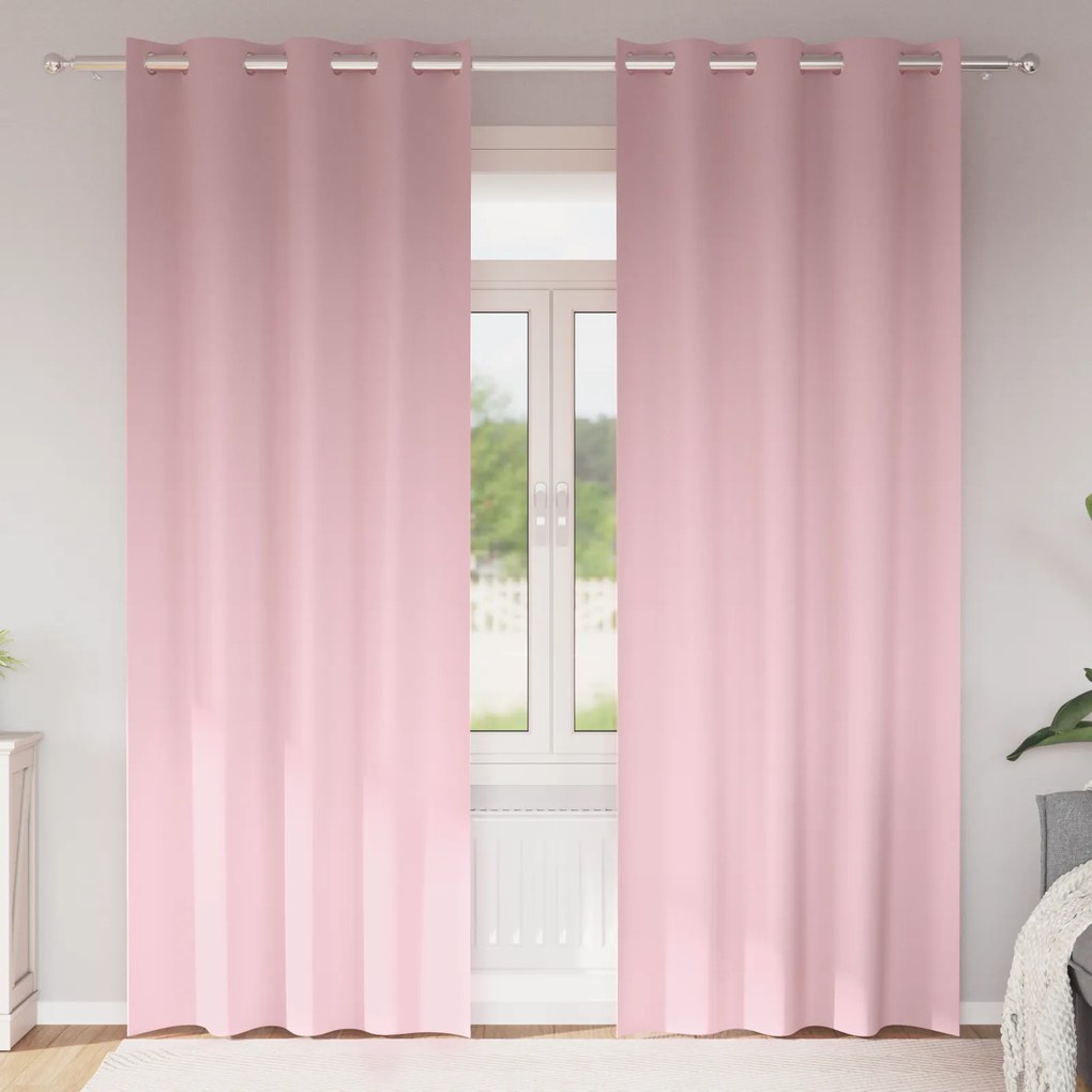 vidaXL Κουρτίνες με κουρτίνες 2 pcs Μωρουδίστικο Ροζ Πολυεστέρας