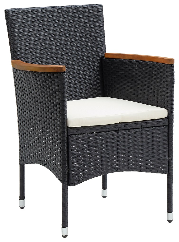 vidaXL Σετ κήπου 5 κομματιών Μαύρο Poly Rattan
