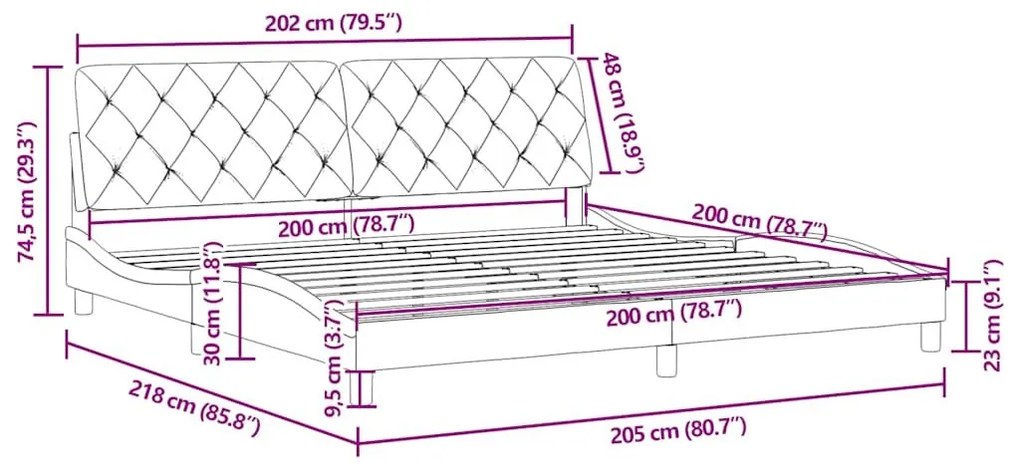 Πλαίσιο Κρεβατιού με Κεφαλάρι Μπλε 200x200 εκ. Βελούδινο - Μπλε