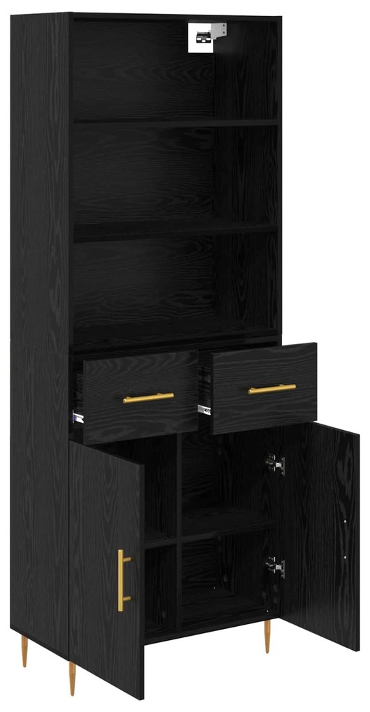 vidaXL Highboard Μαύρη Οξυά 69,5 x 34 x 180 εκ. Επεξεργασμένο ξύλο