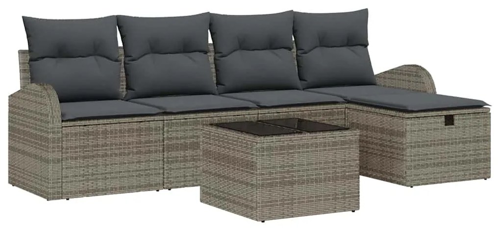 vidaXL Σετ Καναπέ Κήπου 6 pcs Γκρι 234 x 117 x 85 εκ Πολυ ράταν