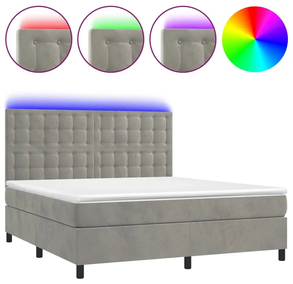 ΚΡΕΒΑΤΙ BOXSPRING ΜΕ ΣΤΡΩΜΑ &amp; LED ΑΝ.ΓΚΡΙ 180X200 ΕΚ. ΒΕΛΟΥΔΙΝΟ 3136377