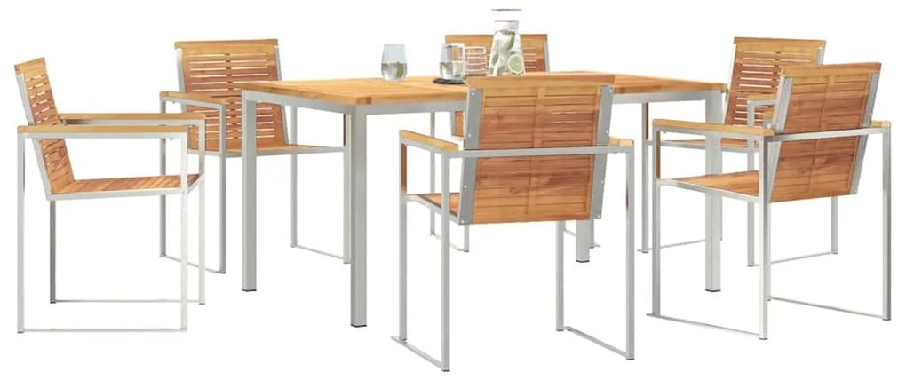 vidaXL Σέτ φαγητού για κήπο 7 pcs Συμπαγές Ξύλο Τικ