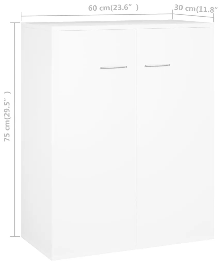 vidaXL Ντουλάπι Λευκό 60 x 30 x 75 εκ. από Επεξεργασμένο Ξύλο