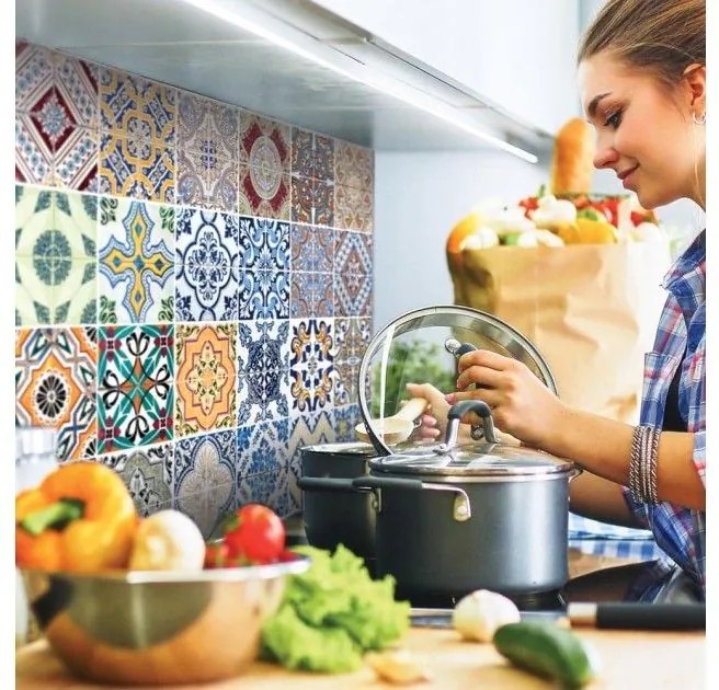 Πλάτη προστασίας τοίχου εστιών κουζίνας Azulejos L 67202 Ango 67202 Πολύχρωμο