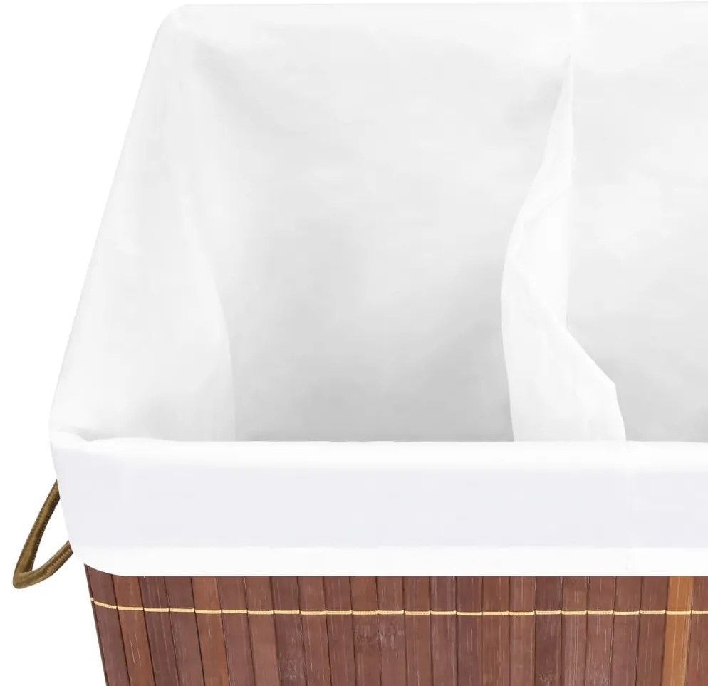 vidaXL Καλάθι Άπλυτων με 2 Τμήματα Καφέ 72 Λίτρα από Μπαμπού