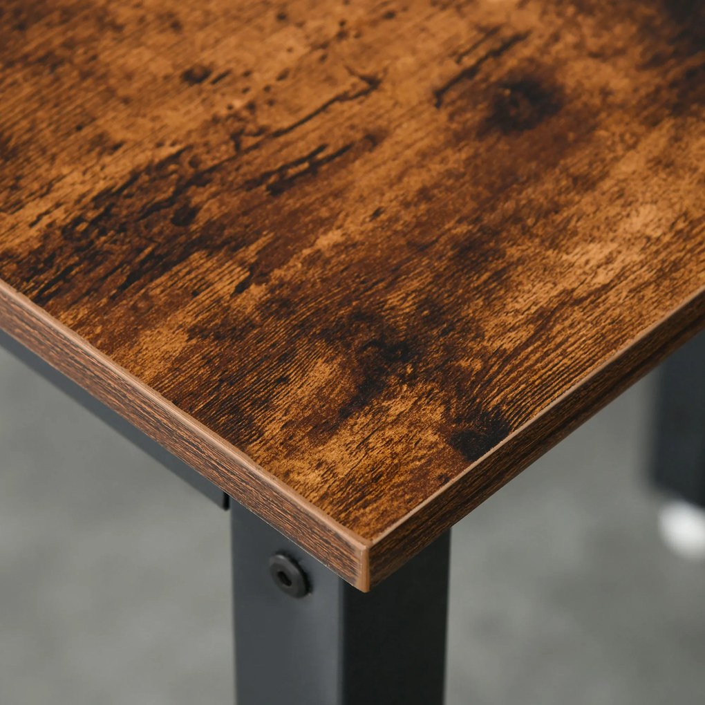 HOMCOM Πτυσσόμενο τραπέζι τραπεζαρίας, Βιομηχανικό τραπέζι, πτυσσόμενο, από μέταλλο και ξύλο, εξοικονόμηση χώρου, Καφέ