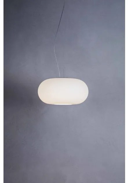 Κρεμαστό Φωτιστικό Οροφής LED 8,5W Λευκό Dimmable Triac Φυσητό Γυαλί Φ42cm Over S5 1303000710101 Prandina -1303000710101-Λευκό 1303000710101