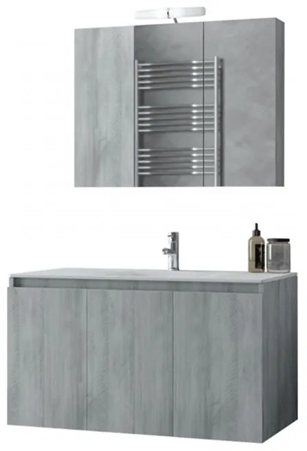 DROP Σετ επιτοίχιου επίπλου μπάνιου, Verona 90, Gray, Drop DROP986625