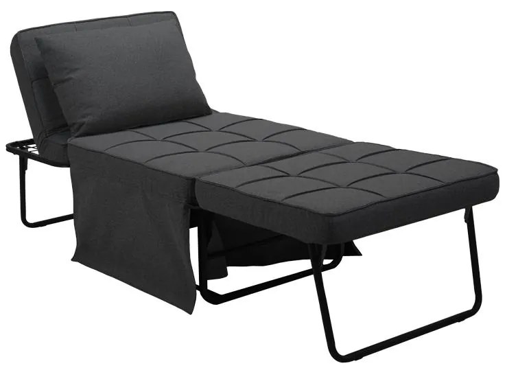 Πολυθρόνα - κρεβάτι Grejio ύφασμα σε ανθρακί απόχρωση κα πόδι μαύρο μέταλλο 70x70x45εκ 95x98x70 εκ.