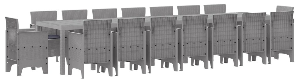 vidaXL Σετ Τραπεζαρίας Κήπου 17 pcs Ανοιχτό γκρι 16-άτομα