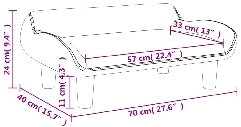 Καναπές Παιδικός Σκούρο Γκρι 70x40x24 εκ. από Βελούδο - Γκρι