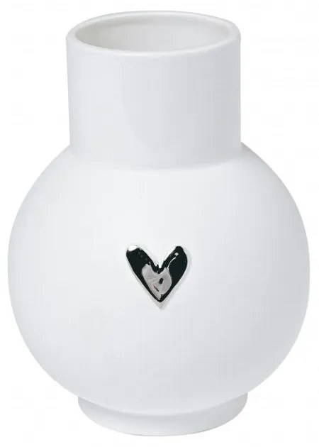 Βάζο Πορσελάνινο Heart Silver RD0017715 Φ10x13cm White-Silver Raeder Πορσελάνη