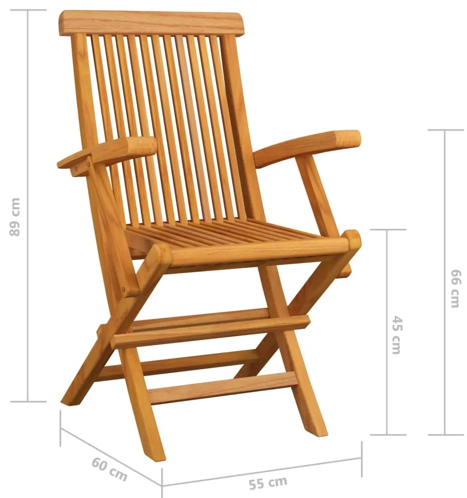 Καρέκλες Κήπου 3 τεμ. Μασίφ Ξύλο Teak με Κόκκινα Καρό Μαξιλάρια 3062527
