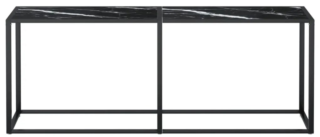 vidaXL Τραπέζι Κονσόλα Μαύρο Όψη Μαρμάρου 200x35x75,5 εκ. Ψημένο Γυαλί