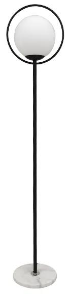 VERSAILLES 01542 Μοντέρνο Φωτιστικό Δαπέδου Μονόφωτο Μεταλλικό Μαύρο με Milky Γυαλί Φ35 x Υ170cm